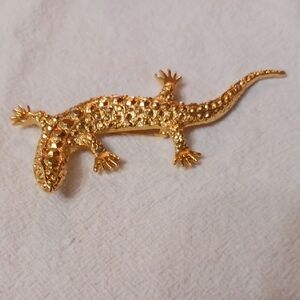 Gold Lizard Reptile Brooch